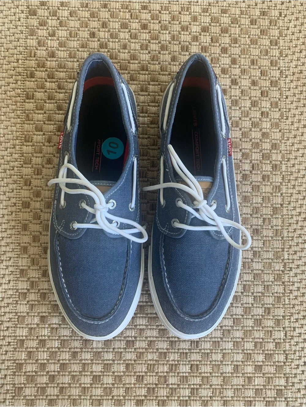 Levi’s Casual Canvas Boat Shoes in Blue with White Men’s Size 10